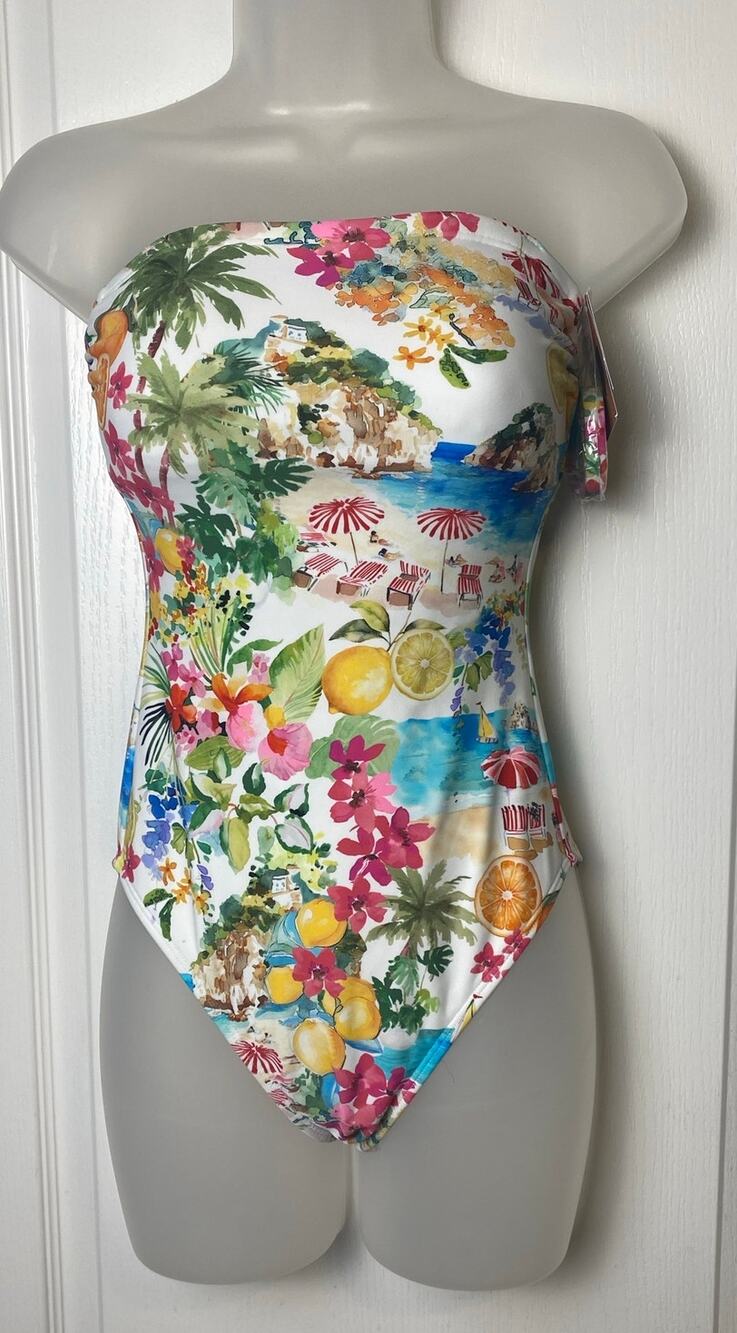 Shade & Shore White Island Fruit One Piece Swimsuit Women's Size X-Small NWT